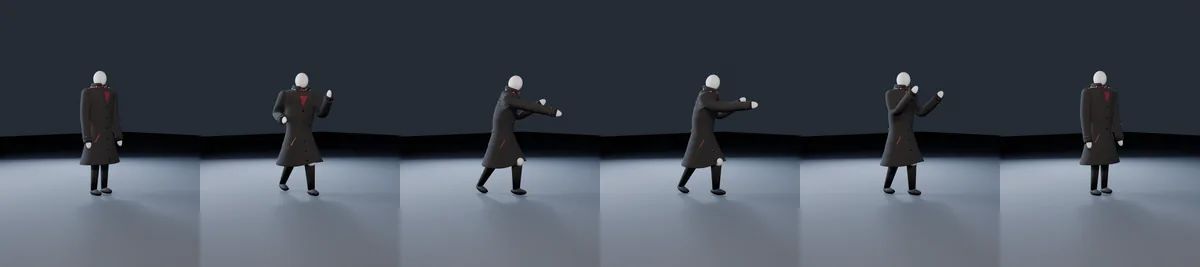 Six frames of the punch animation