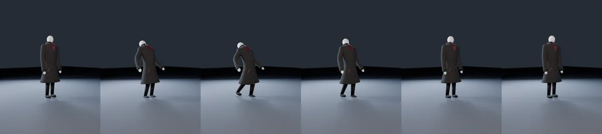 Six frames of the hit reaction