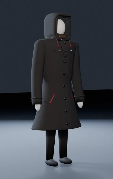 Standard Guy with the hood, storm collar and seal flap on