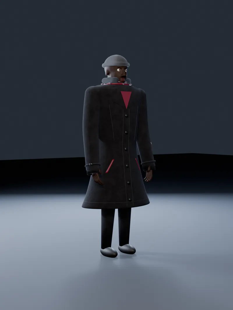 Male Standard Guy with a grey beanie and the long coat